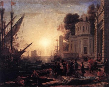 風景 Painting - タルススの風景クレオパトラの下船 クロード・ロラン
